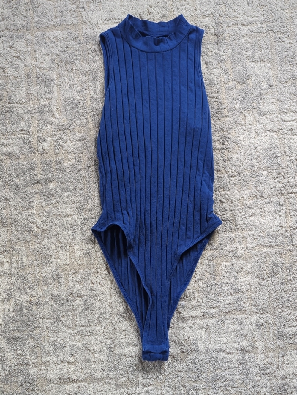SHEIN Blue Ribbed Sleeveless One-Piece Bodysuit Size Medium
